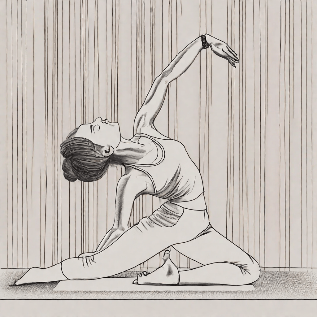 A drawing of someone doing yoga